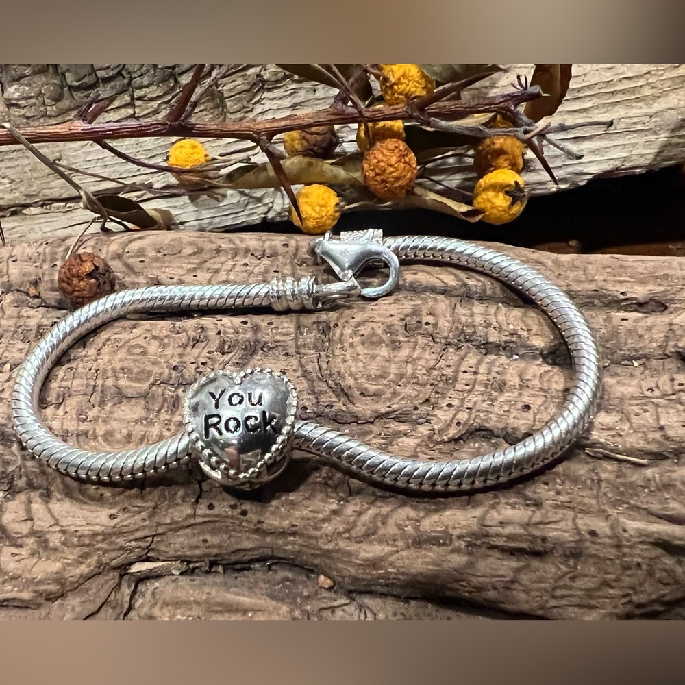 Authentic Chamilia Charm-Heart Bead You Rock Sterling Silver